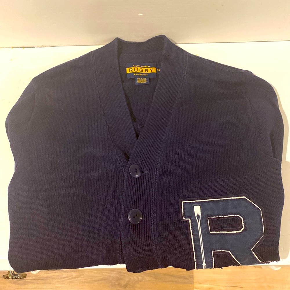 Ralph Lauren Rugby navy blue varsity letter cardigan